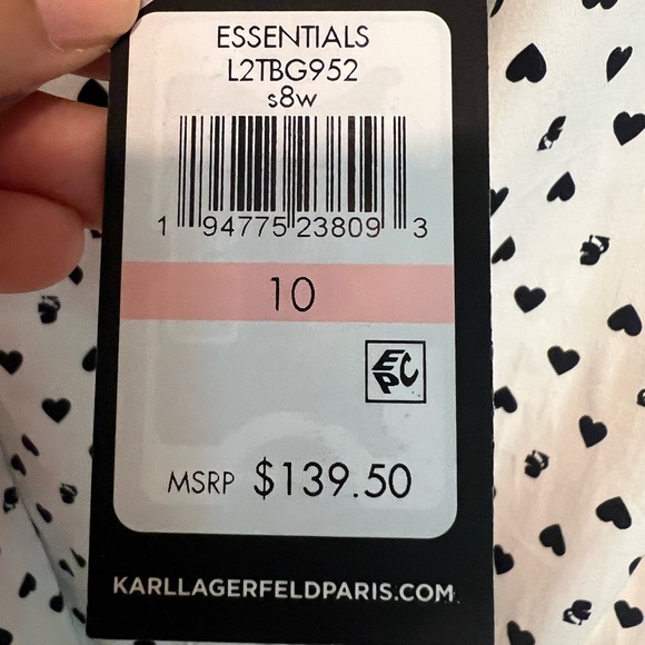 Karl Lagerfeld Black and White Heart A-line Midi Dress - Picture 2 of 4